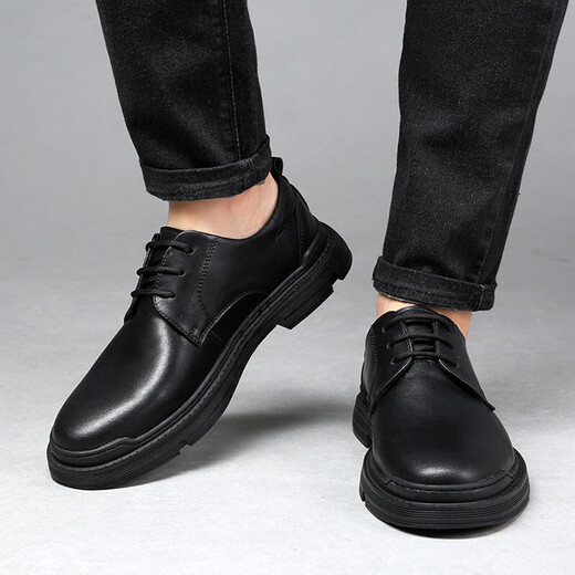 Ruan Dai (RUANDAI) 2025 autumn and winter leather shoes men's casual British Martin boots men's real I leather Korean style trendy work shoes low top men's shoes 100 brown 9922 44