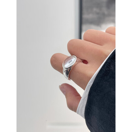 DL 1998 Fat Donglai same style white crystal ring 925 silver glossy transparent opening feminine temperament versatile quality white crystal ring