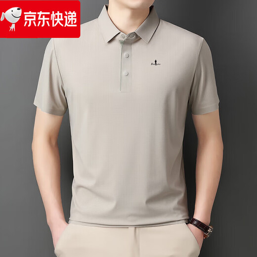 比音勒芬奥莱2025年夏季新款翻领POLO 衫男士薄款短袖t恤纯色半袖 宝蓝 BY-15810 M 100-125斤穿