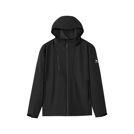 Camel (CAMEL) three-proof windbreaker jacket men's outdoor water-repellent velvet jacket J15CAYL6019 Phantom Black XL