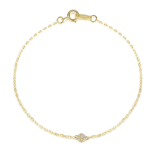 CAOX Korean 14K gold gold bracelet for women with diamond round cake extremely thin bracelet bracelet simple fashionable and simple length 17.2cm