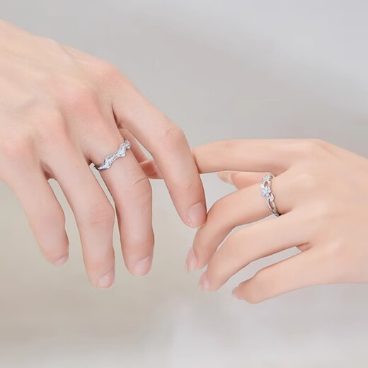 HEXI forget-me-not pure silver 999 couple rings, high-end sterling silver rings for boyfriend and girlfriend, Valentine's Day Valentine's Day 520 gift, forget-me-not couple rings/free engraving