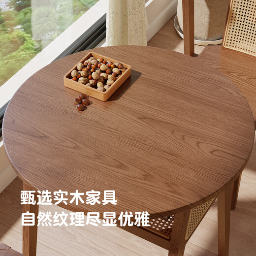 Winter wood solid wood outdoor table and chair combination balcony leisure tea three-piece set creative small one table and two chairs internet celebrity round tea table exclusive version balcony small tea table-walnut color