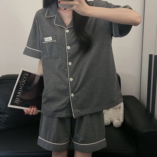 
Modal Korean version simple solid color cotton pajamas women's short-sleeved shorts summer two-piece dormitory can wear home clothes set 9901# red M 80-100Jin [Jin equals 0.5 kg]
