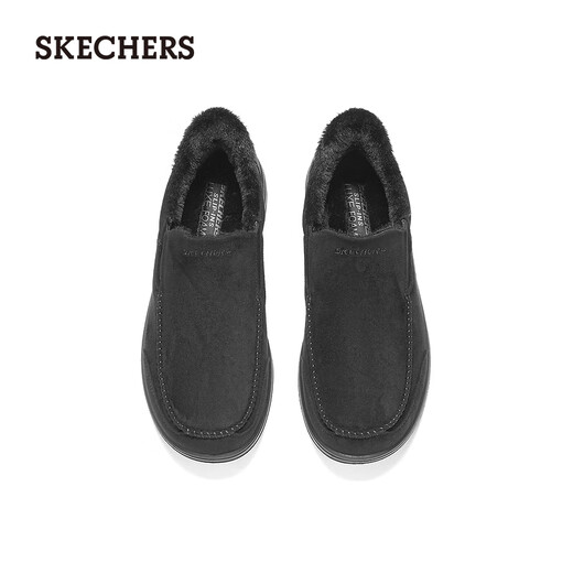 Skechers flash shoes for men 2025 new autumn velvet warm casual walking shoes one-leg loafers 205606