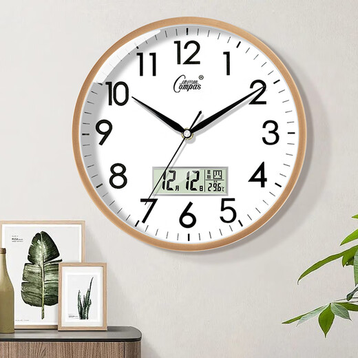 Compas wall clock living room silent travel time bedroom simple calendar quartz clock wall clock c2855Y gold 26cm