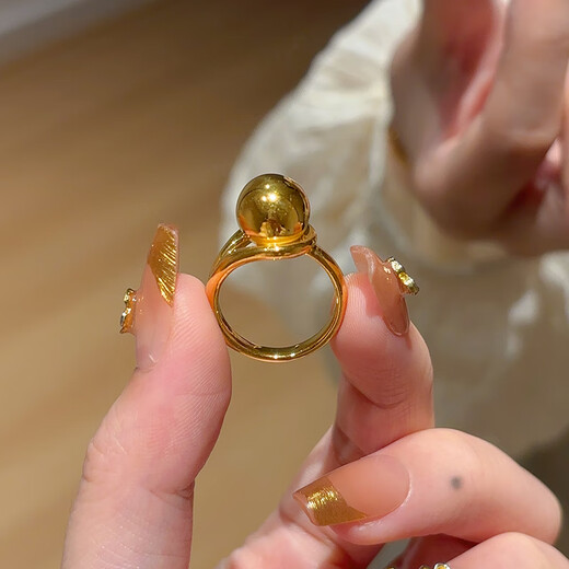 Bieqing gold response to request ring women's new 999 solid gold glossy ring ring Chinese Valentine's Day birthday gift for girlfriend, response to request ring gold weight about 1.76