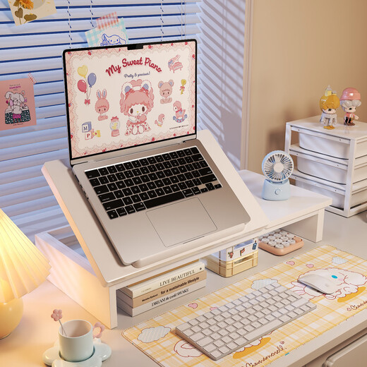 Wooden Shuangfu computer elevated rack notebook elevated rack vertical computer bracket bracket can be lifted and raised storage rack