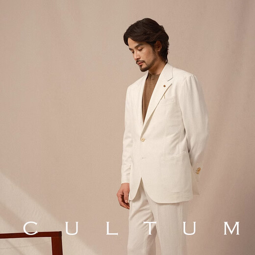 CULTUMCULTUM spring and summer light and breathable seersucker half-lined no-iron suit suit men's business gentleman casual suit navy blue 50 B