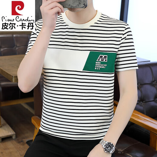 Pierre Cardin 2025 T-shirt à manches courtes pour hommes T-shirt à la mode d'été Sweat-shirt à manches à manches à manches 2025 Top décontracté 9898 White M