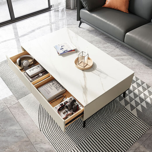 Lin's Home Light Luxury Slate TV Cabinet Coffee Table Combination New Floor Cabinet Living Room Home 1.3 Meter Coffee Table LS988L1