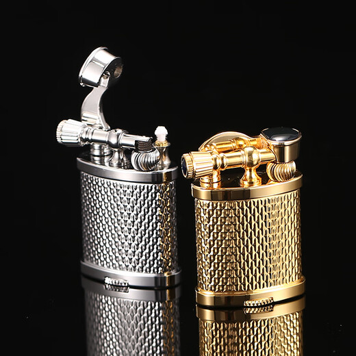 Maduro Italian Palace Lift Arm Lighter High-end Personalized Retro Windproof Kerosene Lighter Gift Box with Brass Movement Silver Set
