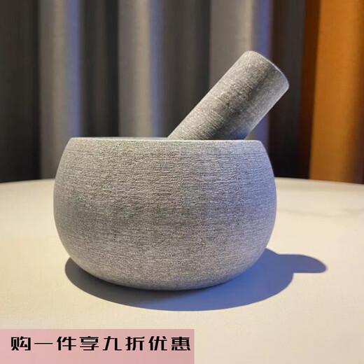 Chinuo household stone mortar garlic mortar medicine mortar natural bluestone garlic masher garlic press garlic jar food supplement grinding stone frosted 03 small size 10 points 5*10 points 5*6