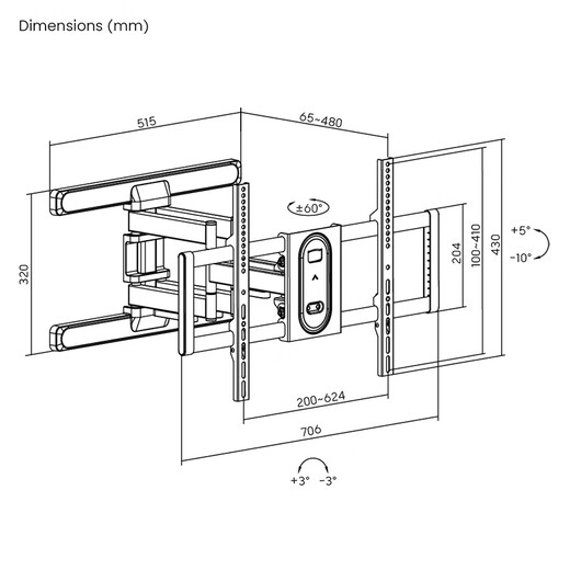 Brateck (43-86 inches) Northern Arc TV Stand Wall Mount 55 Telescopic Rotating TV Mount 65 TV Stand 75 Tablet Stand 70 Hisense/Xiaomi/Sony TCL Thunderbird X59