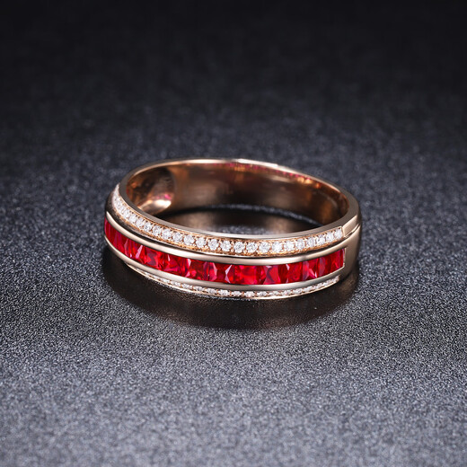 Ting Liang 1.2 carat pigeon blood red ruby ring 18K gold inlaid with diamond colored gemstone ring size message (10 to 20) ready stock