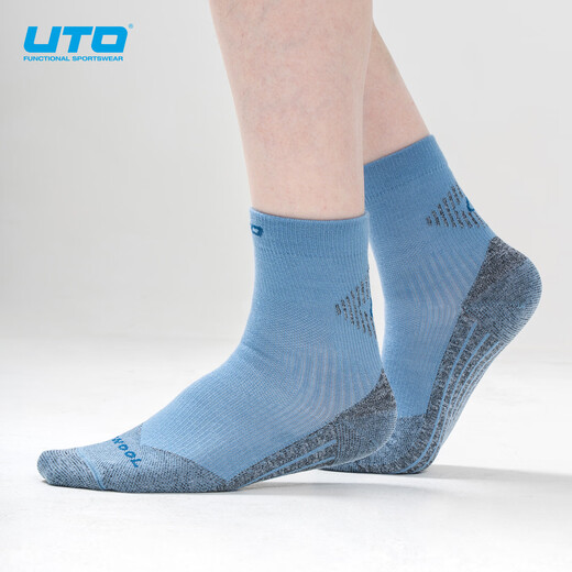 UTO Merino Wool Socks for Men and Women Outdoor Mountaineering Hiking and Running Sports Socks Short Socks Classic Black-Men's M