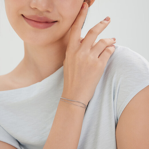 Lukfook Jewelry Platinum 950 Double Chain Platinum Bracelet for Gift Price L04TBPB0019 4.81g (including labor cost 414 yuan)