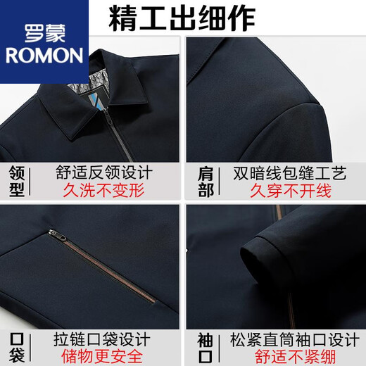ROMON Dad's Jacket Autumn and Winter Middle-aged Jacket Men's Velvet Thickened Middle-aged and Elderly Grandpa Jacket Versatile Navy M 170 Suitable for 80-100 Jin Jin equals 0.5 kg