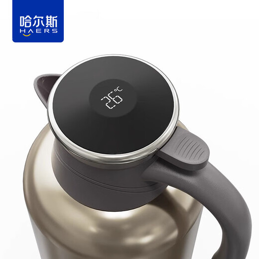 Halsino thermos kettle large capacity 304 stainless steel home kettle temperature display office kettle home 2000ml car champagne gold 2000ml