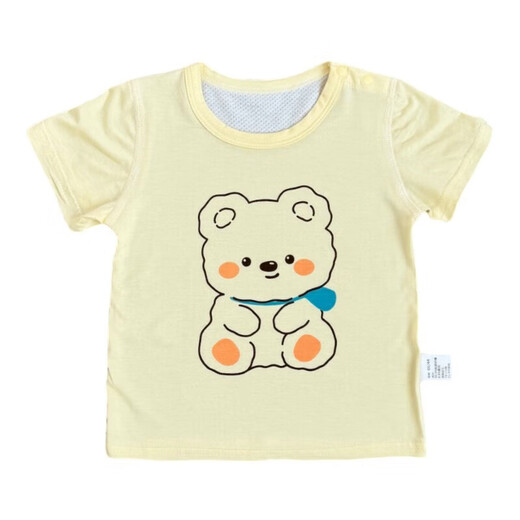 Fat Donglai Xia Thin Style Infants and Boys Boneless Modal Mesh Back Cool Small Short Sleeve Baby Half Fat Donglai Same Style Pink_Xiaoka Short Sleeve 100 cm