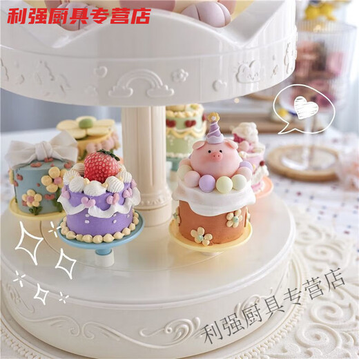 Xiongwochi automatic rotating dessert machine macaron cake machine birthday party decoration snack tray revolving sushi supplies single-layer milk white dessert machine