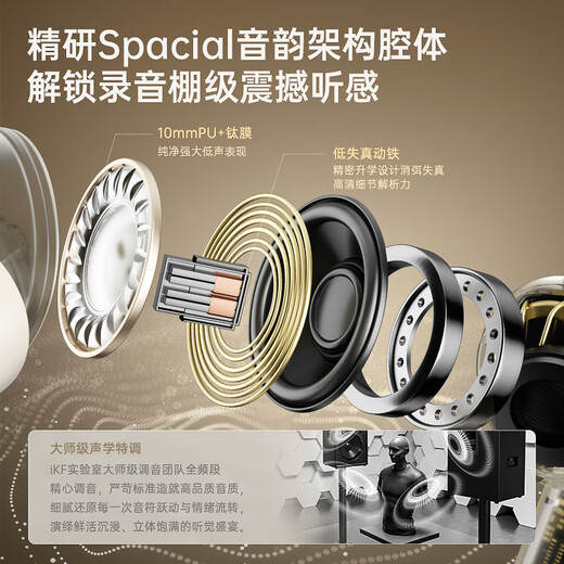 IKF Ultra ring iron noise reduction true wireless Bluetooth headset LDAC high quality ANC active noise reduction in-ear Bluetooth headset fever ultra-long battery life 25 years new Yunyan White