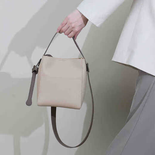 ANYSMIC luxury bag women's bag 2025 new handheld bucket bag lychee pattern one-shoulder versatile large capacity crossbody women's bag milk apricot color [gift box packaging]