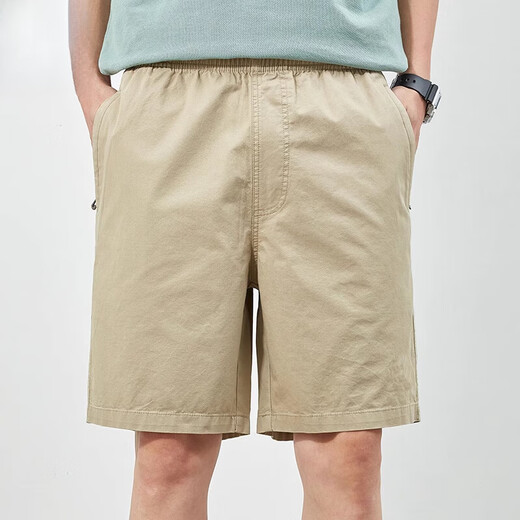恒源祥男士短裤夏季新款商务休闲裤男宽松时尚纯棉薄款中裤五分裤子 9224卡其色 L 建议110-130斤