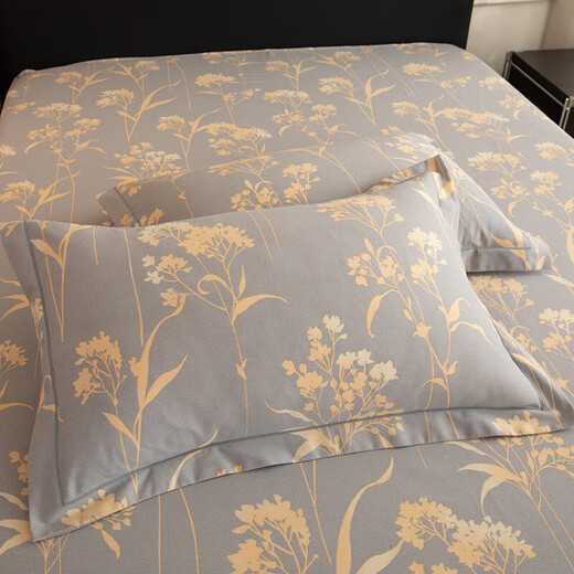 New French floral cotton four-piece set thickened brushed bed pure cotton bed sheet quilt cover quilt cover bed sheet three-piece set Huatianyuexia-grey comfortable and soft 1.8m bed sheet style four-piece set (quilt cover 200*230)