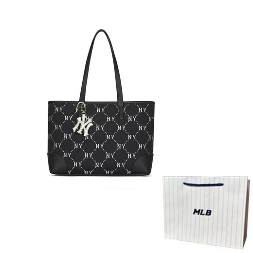 Major League Baseball (MLB) retro presbyopic fashion casual polyester tote bag student bag portable shoulder bag men and women same style couple model black black