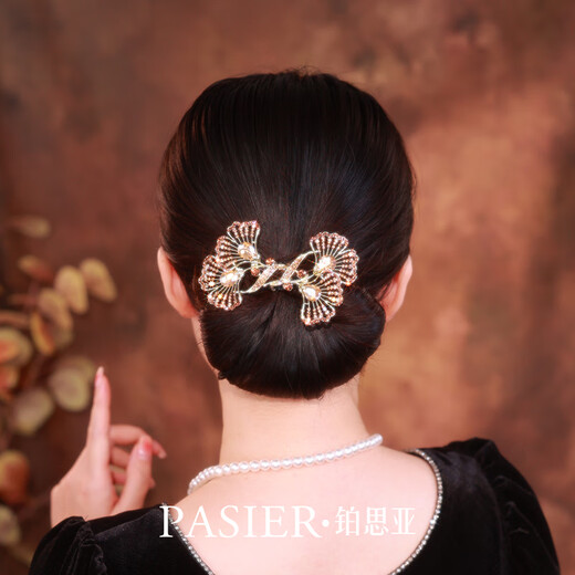 铂思亚国风盘发器女后脑勺发夹新款复古百搭配旗袍发卡头饰 金色