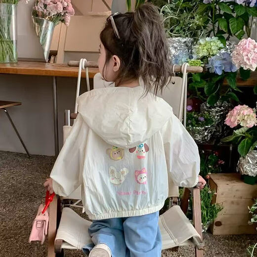 Disney Girls Summer Sun Protection Clothing 2025 New Children's Style Girls Summer Cartoon Baby Girl Sun Protection Clothing Coat Thin White 120 Recommended 110-120cm6-7 years old cm