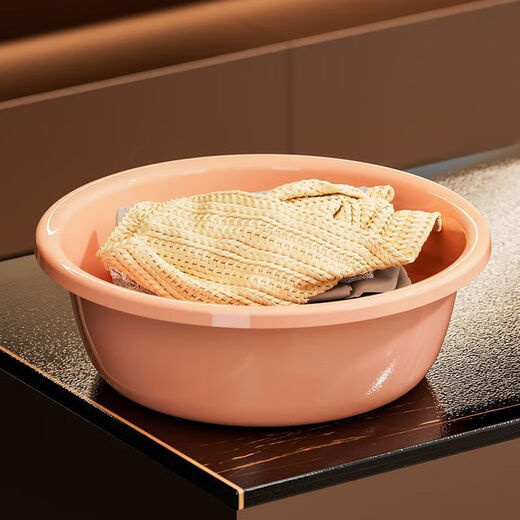 New round household washbasin, thickened bathroom, kitchen, laundry, vegetables, foot bath, dormitory footbath, lake blue, small size, diameter 23CM