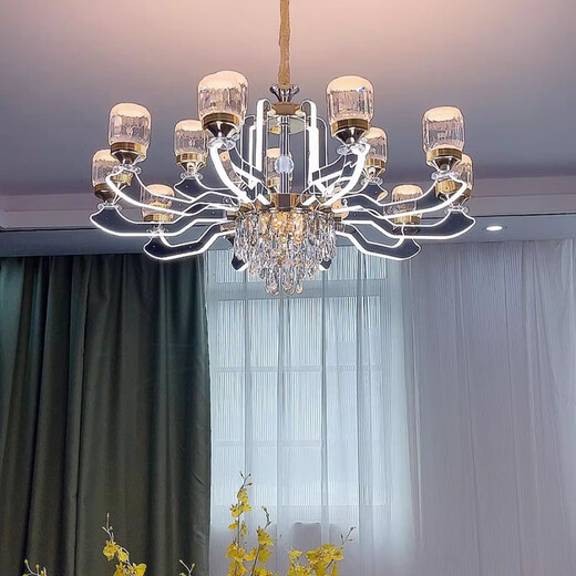 NVC (NVC) NVC 20252025 new modern light luxury living room chandelier European style crystal lamp arm light-emitting 6 heads three-color dimming without remote control and no security guarantee