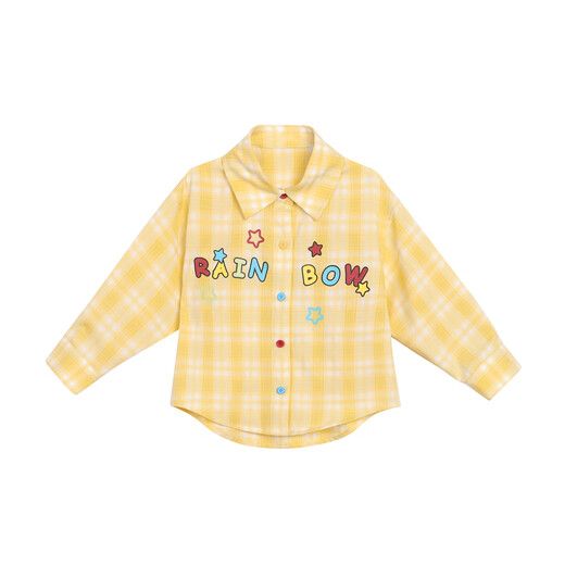 LUSON Little O Dad Baby Girl Baby Girl Shirt Long Sleeve 2025 Autumn New Style Baby Plaid Style Lapel Jacket Yellow Plaid Ready Stock 73