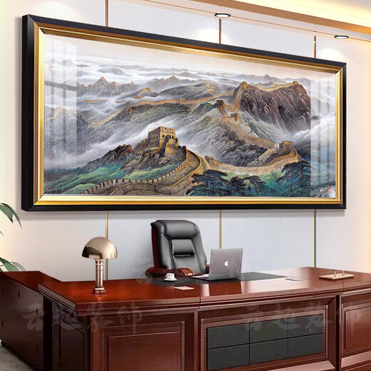 He Jiangong's Great Wall Backing Mountain Picture of the Great Wall in the Great Hall, Jiangshan Wanli Painting Company Office Decorative Mural Club Background Hanging Painting CT-3892 Wanli Great Wall 180*80cm long [SF Express Home] [Glossy Plexiglass]+