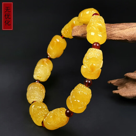Amber style, one thing, one picture, one certificate, beeswax bracelet, Pixiu bracelet, men's style, natural amber carved Russian material, 15.27g, 16*11*9mm