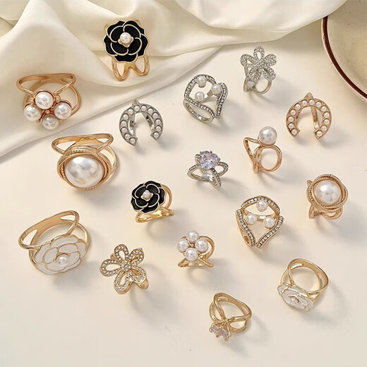 Multifunctional universal matching silk scarf new decorative shirt knotted streamer buckle bow square scarf ribbon buckle camellia white three-piece set large, medium and small