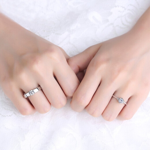 Crystal 925 silver open couple rings, a pair of silver rings, proposal rings for couples, male and female student models, adjustable Korean style jewelry for girlfriends on Valentine's Day, long-distance love tokens, J148 love-for-life couple rings, a pair