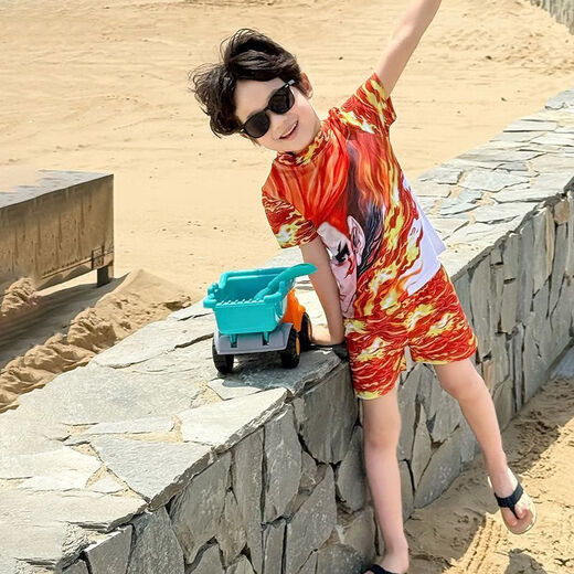 Jianfei Nezha swimsuit children's swimsuit boys split new quick-drying sun protection swimsuit boy Nezha Aobing swimsuit Nezha two-piece set 150