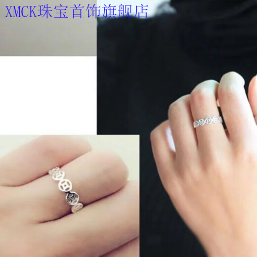 XMCK Old Phoenix 999 sterling silver pure silver copper coin ring open female fashion creative transfer fresh index finger ring finger 9999-sterling silver money ring 7.384747488 grams