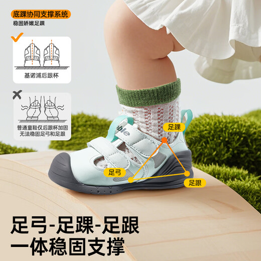 Ginoble new product functional shoes 2025 summer new male and female baby shoes baby shoes toddler shoes sandals hazy blue_white 10.5 110mm