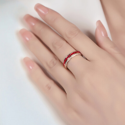 Ting Liang 1.2 carat pigeon blood red ruby ring 18K gold inlaid with diamond colored gemstone ring size message (10 to 20) ready stock