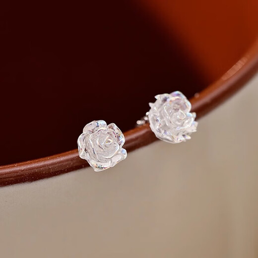 RSRDDY Old Phoenix Pure Silver 9999 Earrings for Women 2025 New Trendy Flower Earrings Earrings Design is Small and Elegant 999 Sterling Silver Cool Rose Earrings