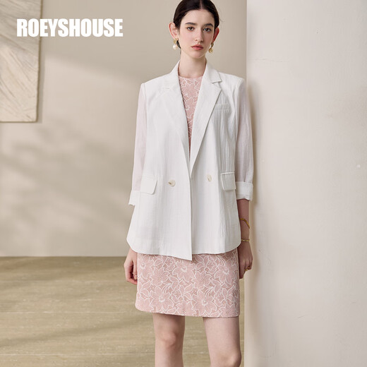 ROEYSHOUSE Luo Yi Suit Jacket Women's Summer Casual Thin Loose Professional Suit Top 11987 White XL
