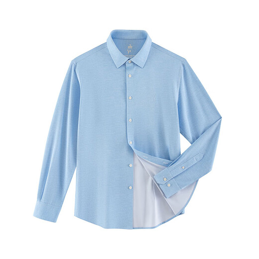 Ouding mulberry silk Sicilian blue high elastic shirt men's business iron-free casual long-sleeved shirt spring wear Sicilian blue 44