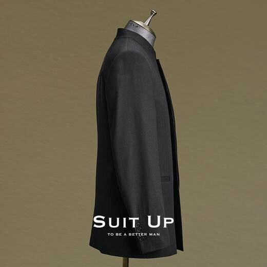 Xiuta new Chinese style black wool formal suit men's suit groom wedding dress formal engagement tunic suit thin summer black single suit jacket S 44A with wool
