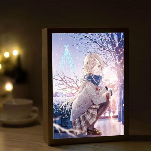 Shiina Mahara figure homemade photo frame next door angel adult lighting painting DIY photo customized birthday gift R1283 8 inch (three colors change light) charging model
