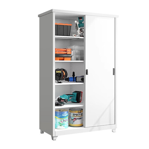 Zhenquan Steel Balcony Cabinet Waterproof and Sunproof Sliding Door Storage Cabinet Home Bedroom Iron Sheet Wardrobe Outdoor Sundries Storage Cabinet White Thickened (Door Delivery Package Installation) Length 825 Width 550 Height 1000