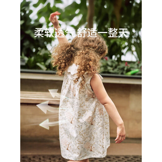 European Pregnancy Girls Princess Dress Summer New Parent-child Clothing Children's Sleeveless Doll Collar Floral Skirt Rabbit Dance Flower Shadow 90 cm (recommended height 80-cm)
